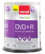 Maxell DVD+R Write-Once Recordable Disc - 4.7GB -16x - Pack of 100 - $44.68 CAD
