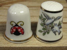 Thimbles (2) Royal Worcester White Doves Lady Bug (Japan) White Porcelain 1-.75&quot; - £2.91 GBP