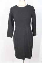 J Crew Factory 2 Charcoal Gray Ponte Long Sleeve Exposed Back Zip Sheath Dress - £20.91 GBP