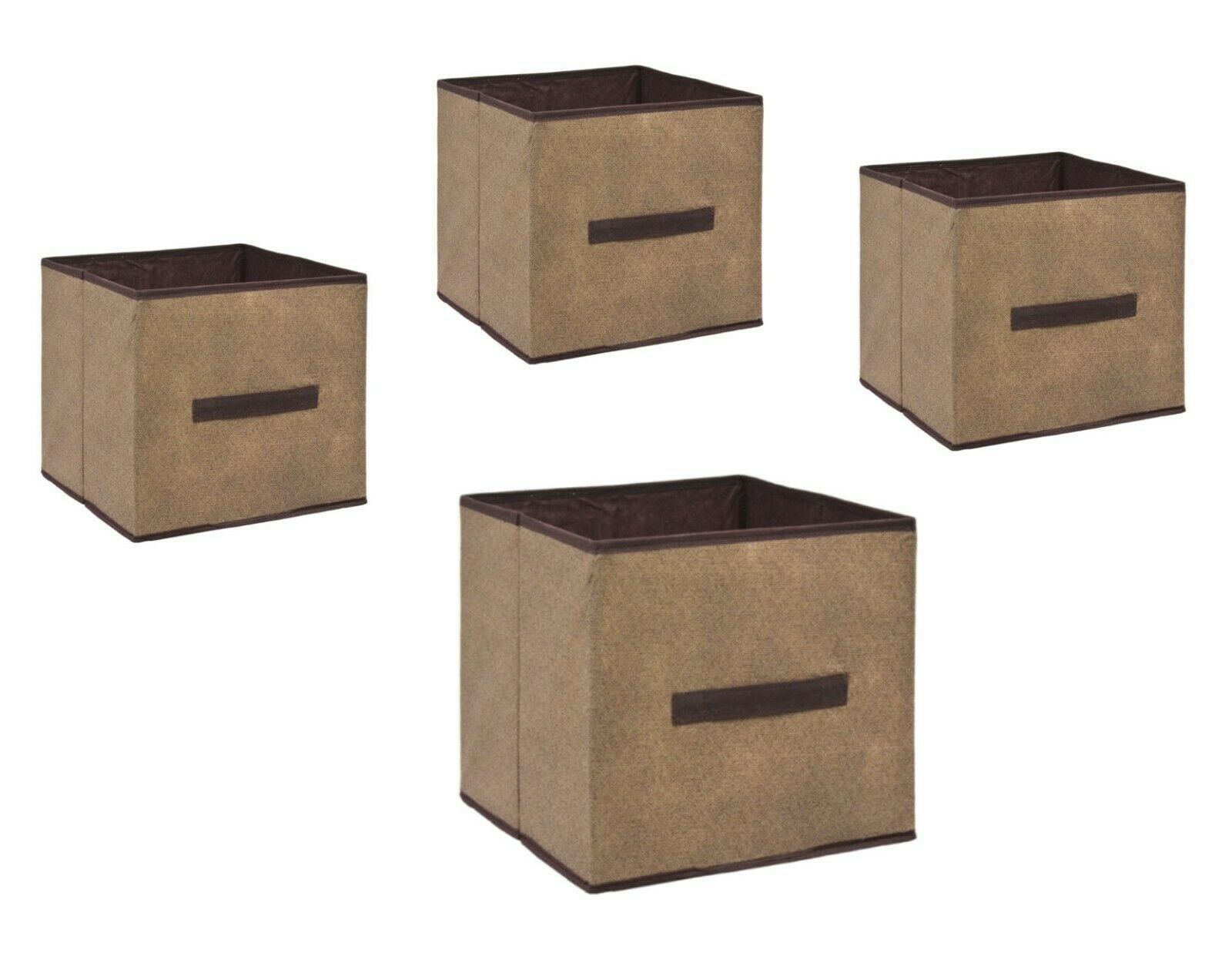 (Set of 4) Chocolate Brown Collapsible Storage Cube Bins 10.5x11x10.5" Brand New - $39.59