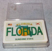 Florida State Souvenir License Plate Playing Cards Complete Deck Plastic Case - £6.28 GBP