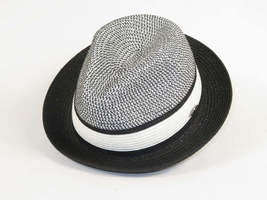 Men's Bently Semi Crushable Fedora Briad Straw Hat Dante DA221 Black White image 4