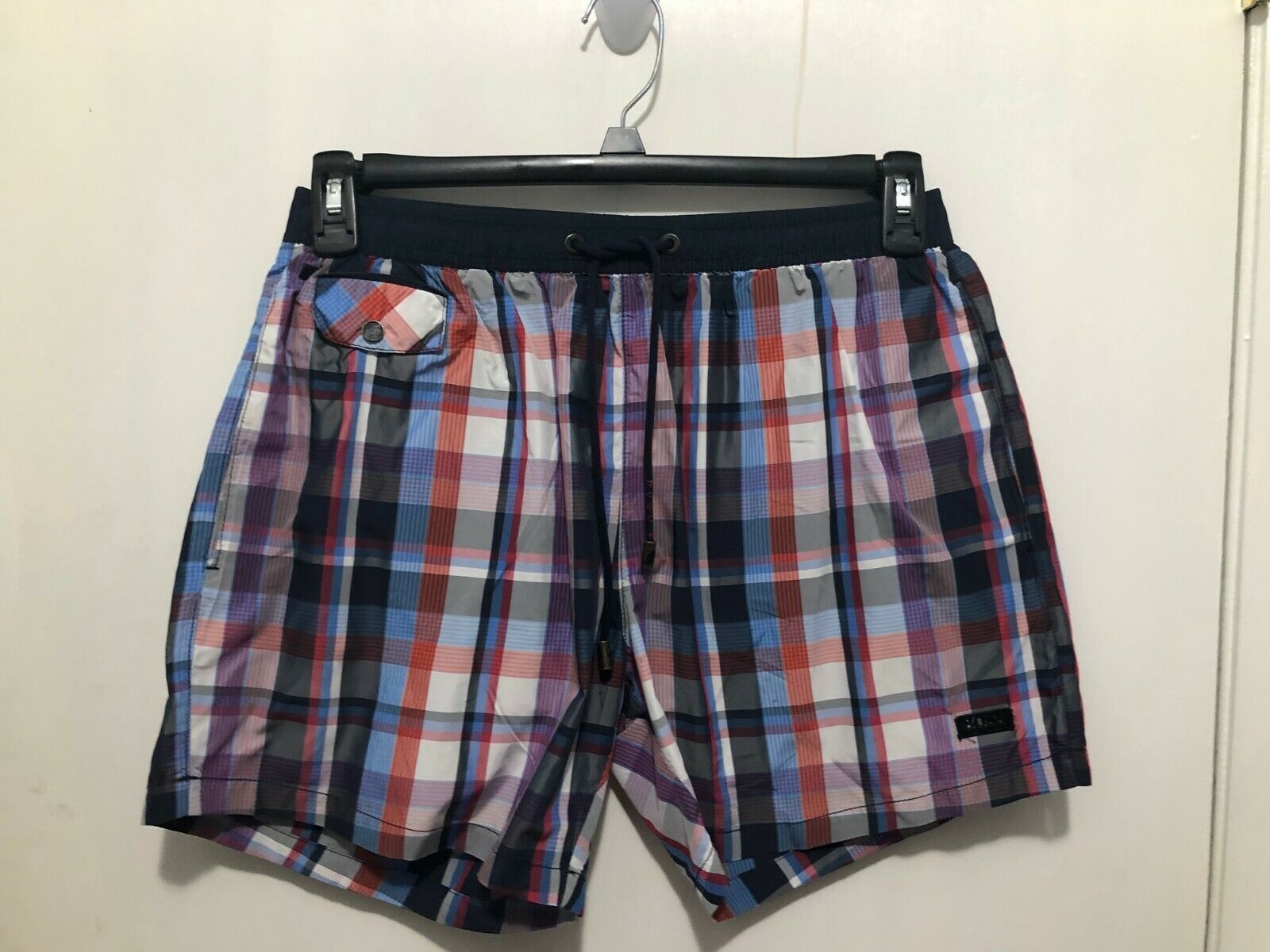Boss HUGO BOSS Plaid Men's SZ Medium  Mesh Lined Bathing Trunks Shorts - $21.77