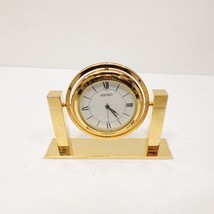 Seiko QHG355G Mini Gold Tone Desk Clock 6&quot; Wide Roman Numerals – Needs B... - $414.45 MXN