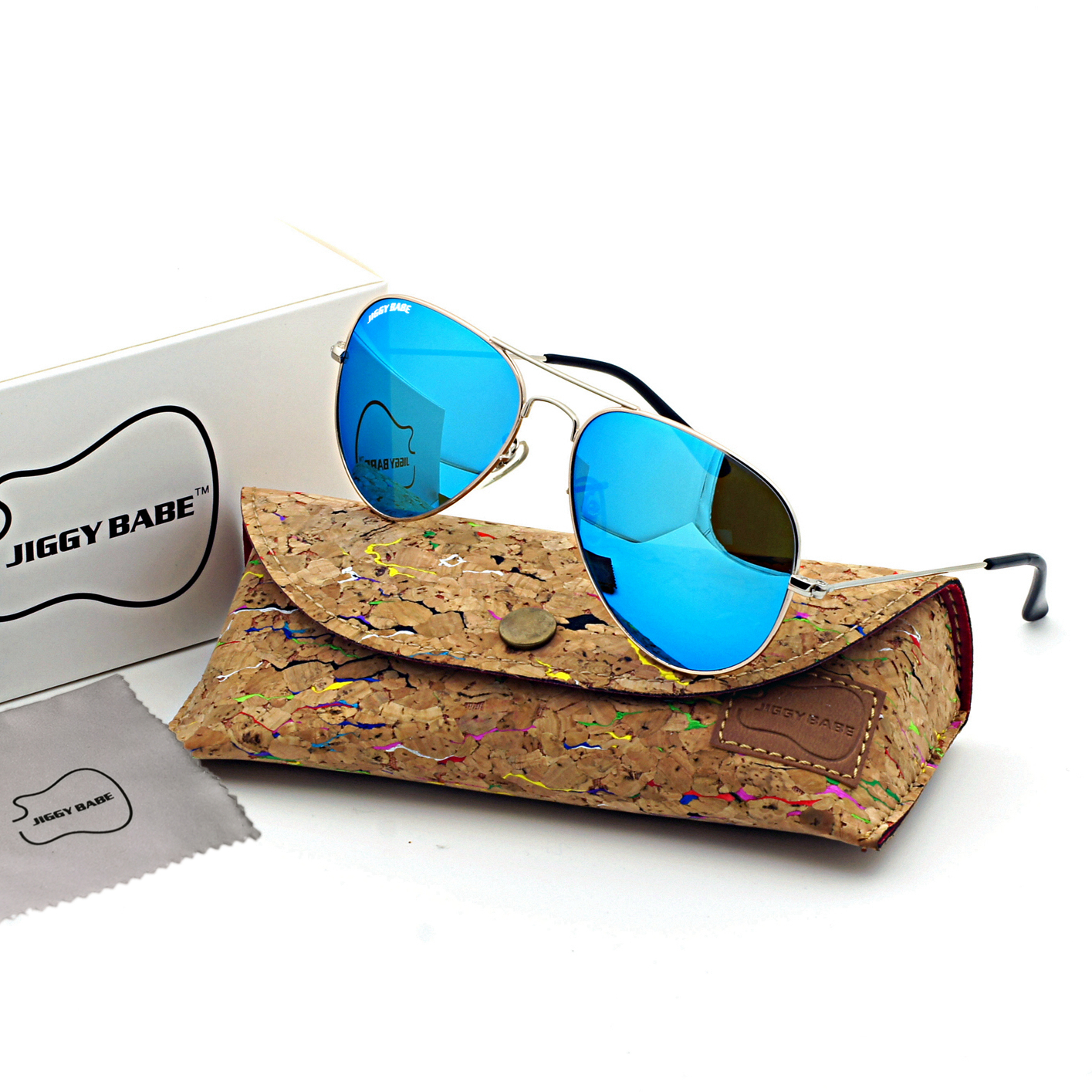 Top Brand Name Aviator Sunglasses Retro 3025 Large Metal Ice Blue Glass Mirror