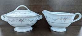 Vintage Noritake Fairmont Platinum Trim 6102 Creamer &amp; Sugar Bowl Japan - £26.82 GBP