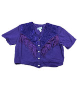 Vtg Lilia Smitty Western Shirt Women Country Fringe Purple Floral Lace - £20.95 GBP