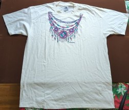 Vintage 90s Native American Indian Necklace Men&#39;s XL White Shirt Gilbert... - £16.74 GBP