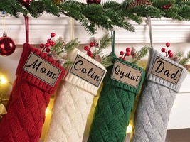 2023 Family Knitted Christmas Stockings,Personalized Leather - $58.86+