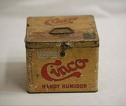 Vintage CINCO Handy Tobacco Humidor Litho Tin Container Otto Eisenlohr &amp;... - £27.60 GBP