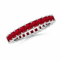 ANGARA Shared Prong Set Square Ruby Eternity Band in 14K Solid Gold - £1,379.99 GBP