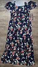 Nina Leonard NWT Women&#39;s Large Navy Floral Off The Shoulder Long Dress BA - £13.94 GBP