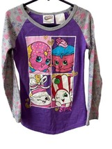 Shopkins Raglan T shirt  Girls Size 6 6X Purple Heart Stars Character Top - £5.93 GBP