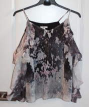 Bar III Abstract Floral Cold Shoulder Women&#39;s Top Size Small - $29.69