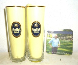 2 Gaffel Kolsch Cologne Koln Colonia German Beer Glasses &amp; Coasters - £9.77 GBP