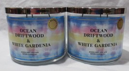 Bath &amp; Body Works 3-wick Scented Candle Lot Set 2 Oc EAN Driftwood White Gardenia - £53.35 GBP