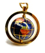 Spinning World Blue &amp; Gold Tone Car Truck Automobile Used Key Chain - £10.11 GBP