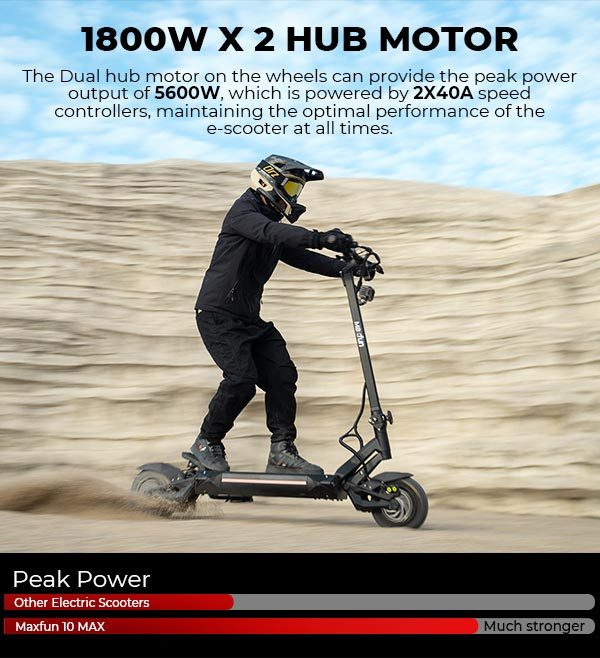 MAXFUN 10 MAX HYPER ELECTRIC SCOOTER  1800W X 2 DUAL MOTOR POWER - $3,600.00