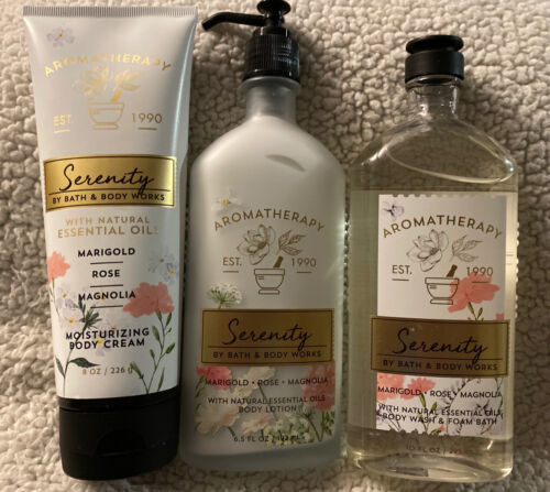 Primary image for Bath Body Works Aromatherapy SERENITY MARIGOLD ROSE MAGNOLIA Wash Lotion Cream