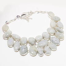 Rainbow Moonstone Oval Shape Gemstone Handmade Gift Necklace Jewelry 18&quot; SA 5403 - £12.98 GBP