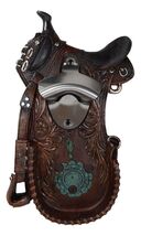 Rustic Western Cowboy Horse Saddle Tooled Floral Faux Leather Wall Bottl... - $512.51 MXN