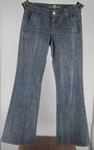 7 For All Mankind Women&#39;s Dark Stretch Blue Jeans Flare sz 27 L33 Mint EUC - £35.61 GBP