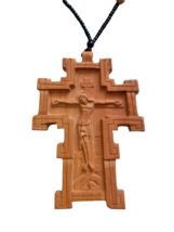 4&quot; Wooden Pectoral Cross Religious Priest Carved Crucifix Christian Pend... - £28.06 GBP