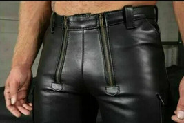 34&quot; Mens Real Cowhide Leather Short Slim Fit Leather Clubwear Leisure Bondage - £37.22 GBP