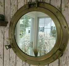 20&quot; Antique Brass Nautical Ship Porthole Mirror Maritime Replica Vintage Décor - $144.91