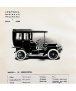 1908 Stevens-Duryea Model R Limousine Print Catalog Advertisement Auto F14F - €25,75 EUR