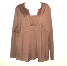 Lilac Bloom Women&#39;s Babydoll Top Size XL Brown Long Sleeves Polyester Spandex - £16.09 GBP