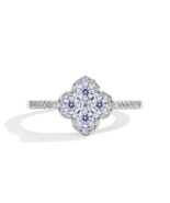 Elegant 925 Sterling Silver 0.4CT Classic Clover Moissanite Ring (Size 5... - €149,84 EUR