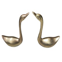 SET OF 2 Solid Brass Swan Figurines Vintage Home Decorative Accents - 5.5&quot; Tall - £34.23 GBP