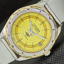 Rare Vintage Citizen Automatic 8200 Japan Mens Date Yellow Watch 532b-a279508-4 - £20.77 GBP