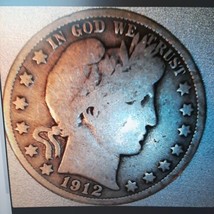 ½ Half Dollar Barber 90% Silver U.S Coin 1912 D Denver Mint 50C KM#116 - £33.32 GBP