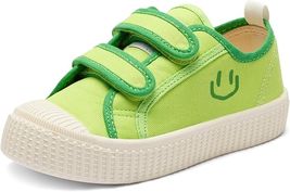 Happy NocNoc Toddler Shoes Canvas Dual Hook &amp; Loop Sneakers Green size 10.5 - $10.93