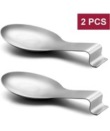 2 Pack Brushed Finished Stainless Steel Spoon Rest Spatula Ladle Holder - $12.53