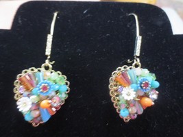 Stunning Miriam Haskell Style lHeart Dangle  EARRINGS  Rhinestones glass... - $60.00