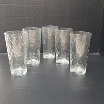 5 Anchor Hocking Glasses Clear Glass Teardrop Diamond Drinking Glass Set - £14.38 GBP