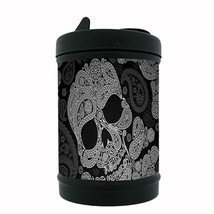 Sugar Skull Black Metal Car Ashtray D2 Day of the Dead Skeletons Folk Art - $12.82