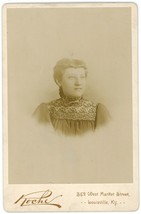 Circa 1880&#39;S Cabinet Card Beautiful Young Woman In Dress Koche Louisville, Ky - £7.46 GBP