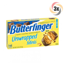 3x Packs Butterfinger Unwrapped Minis Crunchy Peanut Butter Theater Cand... - £10.06 GBP