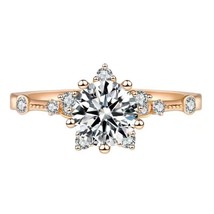 0.8-1ct Rose Gold Six-claw Moissanite Diamond Ring VVS Passed Test Snowflake Sta - £69.63 GBP