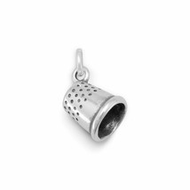 925 Sterling Silver 3D Sewing Thimble Charm Bracelet Neck Piece Unisex Jewelry - £30.55 GBP
