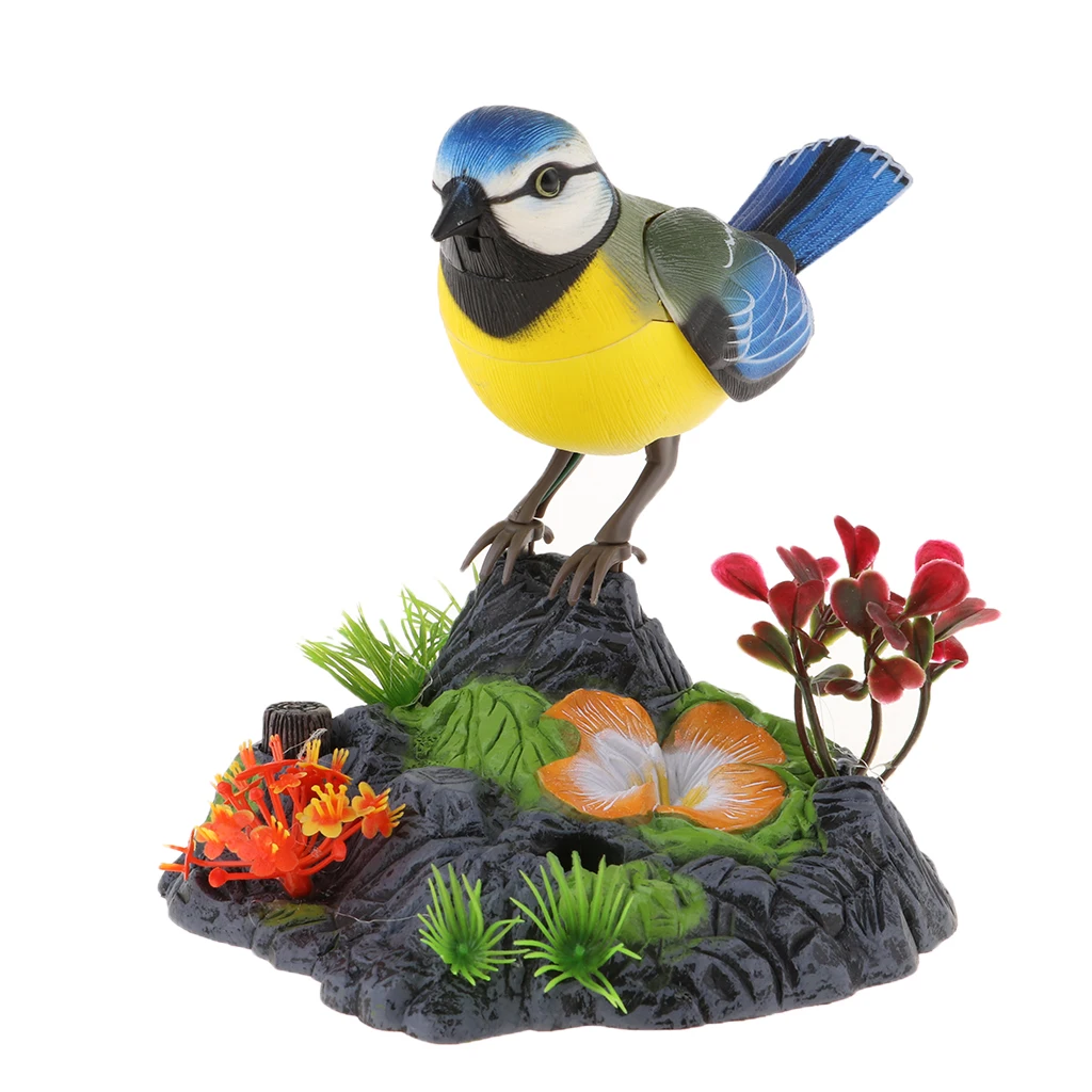Simulation Singing Bird in Stump,  Control Electronic Pet Toy,  Decoration - £13.57 GBP