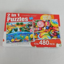 Puzzles Jigsaw Mixed Piece Challenge Lagoon &amp; Candy 480 Pieces 2-in-1 Se... - $9.75