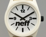 Neff Daily Watch Men White 42mm Black 50M Silicone Band New Battery - $29.69