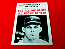 1961 Topps #466 Bob Allison Baseball Scoops Near Mint / Mint Or Better - $24.99