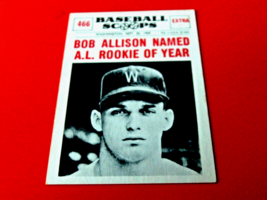 1961  TOPPS #466   BOB  ALLISON BASEBALL SCOOPS    NEAR  MINT /  MINT OR... - £19.80 GBP