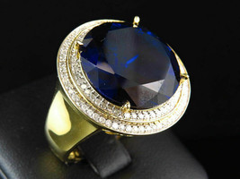 6Ct Brilliant Round Cut Blue Sapphire Mens Pinky Ring 14K Yellow Gold Finish - £89.68 GBP